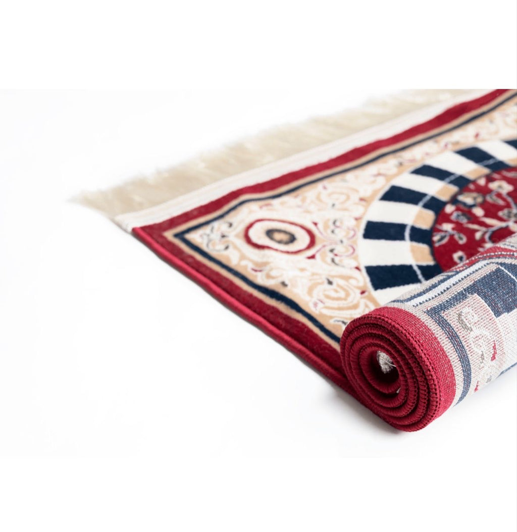 RAWDAH Gebetsteppich – Bordeaux (Mihrab-Design)